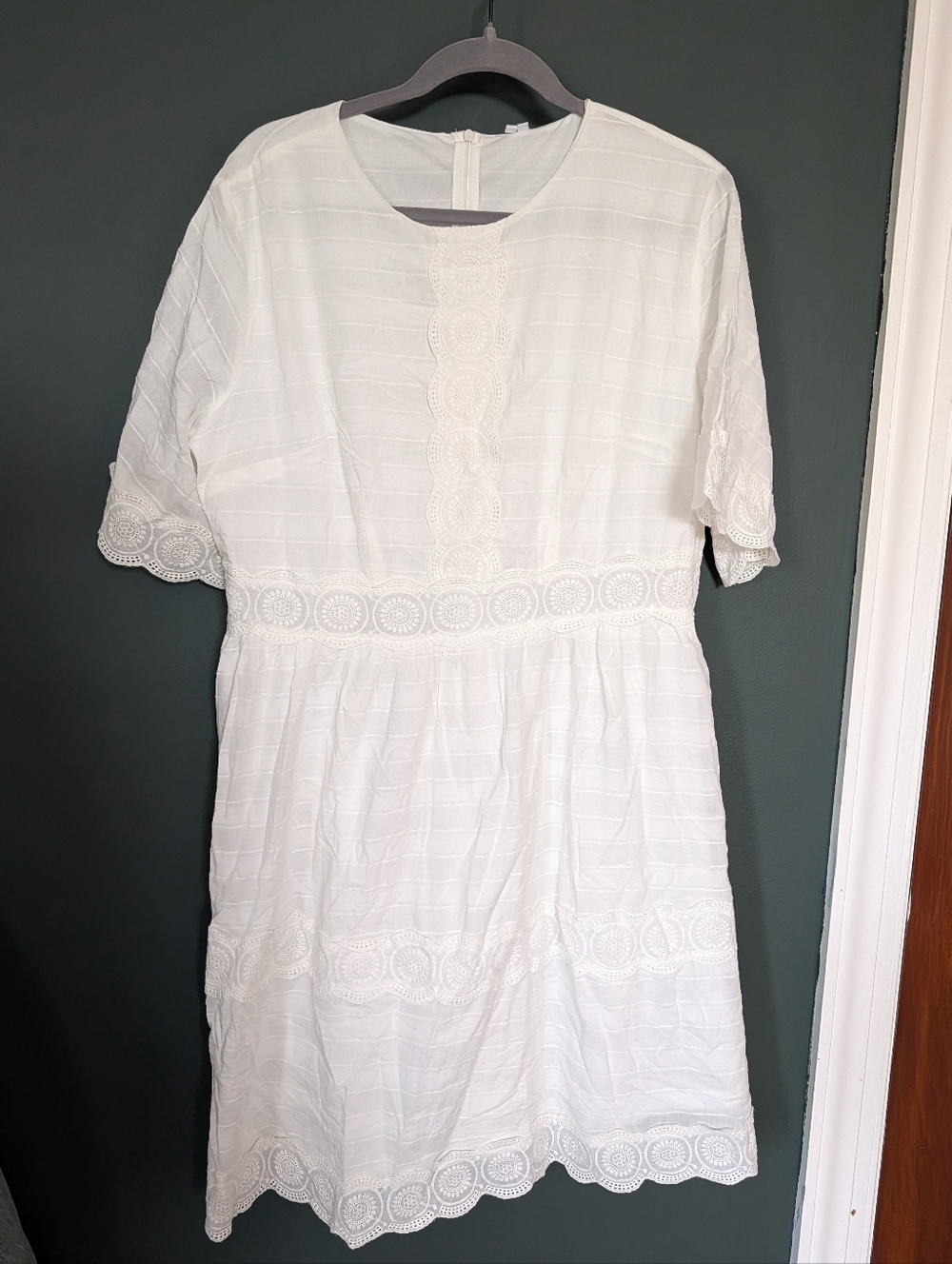 Petallush White Lace-Trim Mini Dress